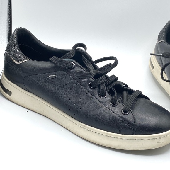 Women’s GEOX Respira Leather Black Sneakers - White Soles- US:8 EU:38 Pre-Loved - Picture 11 of 16